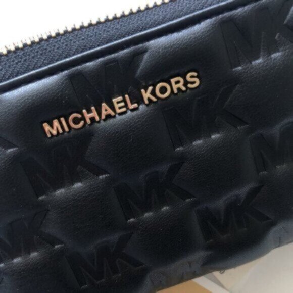 Michael Kors ZA Jet Set Small Card Case Wallet Quilt Logo name black - Picture 10 of 11